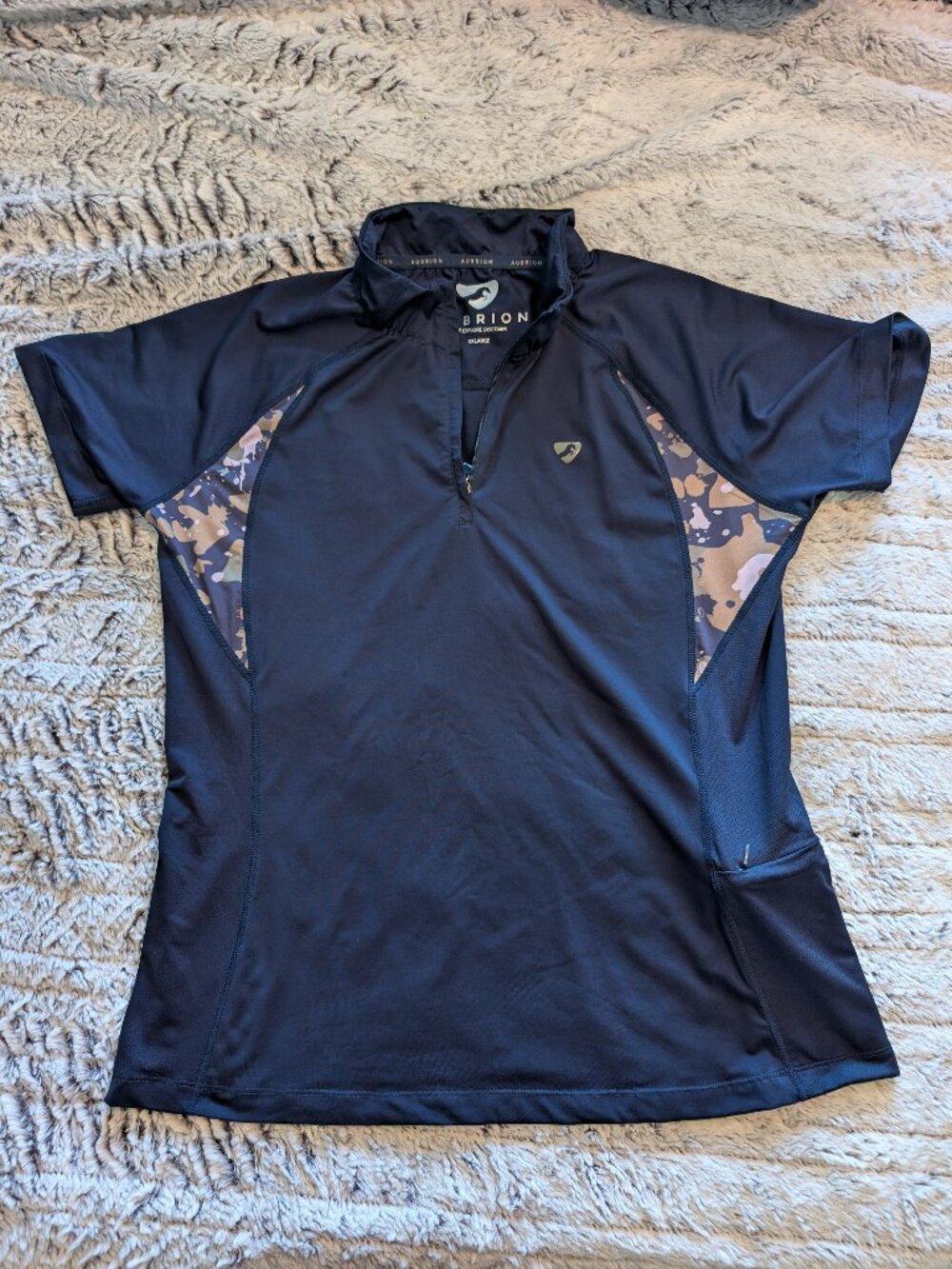 Aubrion Summer Riding Shirt - Quarter Zip- Navy- XL/XXL